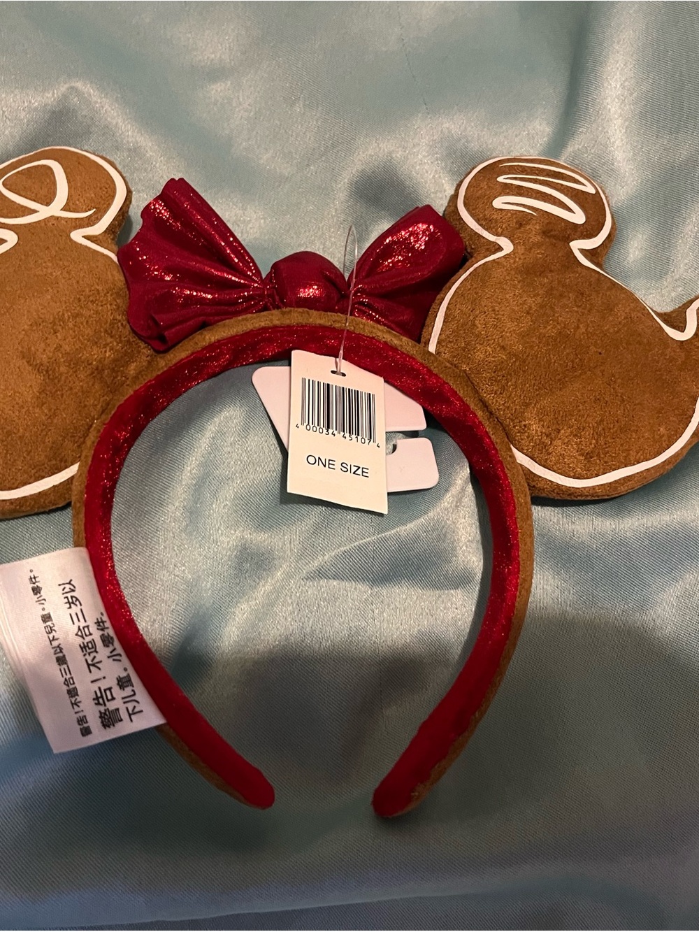 Disney Red Bow Gingerbread Minnie Mouse Ear Headband - Picture 2 of 2